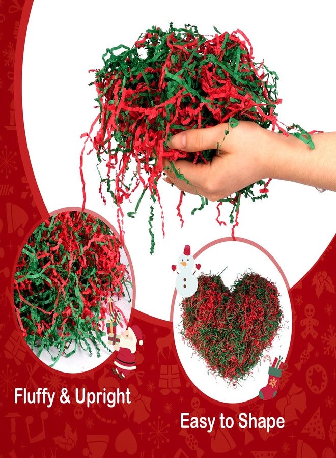 PEASUG 1 LB Christmas Crinkle Cut Paper Shred Filler for Gift Box, Red and Green Confetti Crinkle Paper Filler for Bag, Grass Cushion Paper Streamer Stuffing for Baskets, Birthdays, Holiday Packaging - Image 3